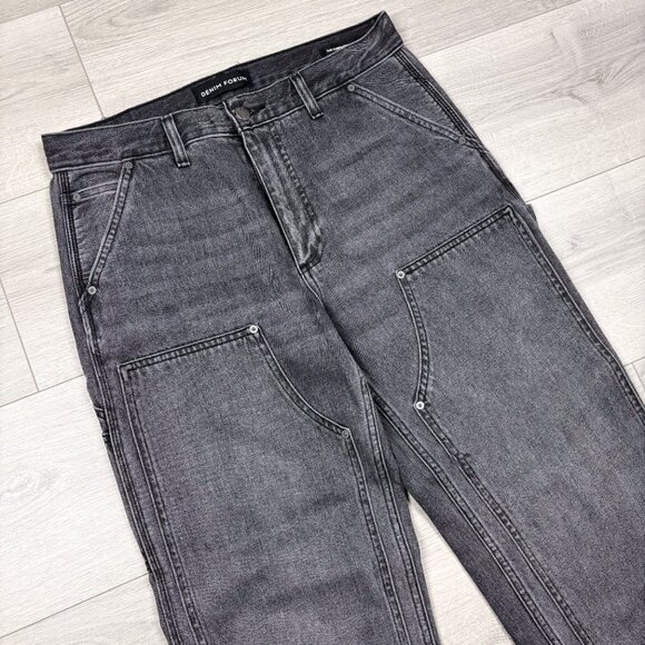 Aritzia Denim Forum The Carpenter Lo-Rise Loose Jeans Black Ozone Sz 28 - Picture 6 of 9